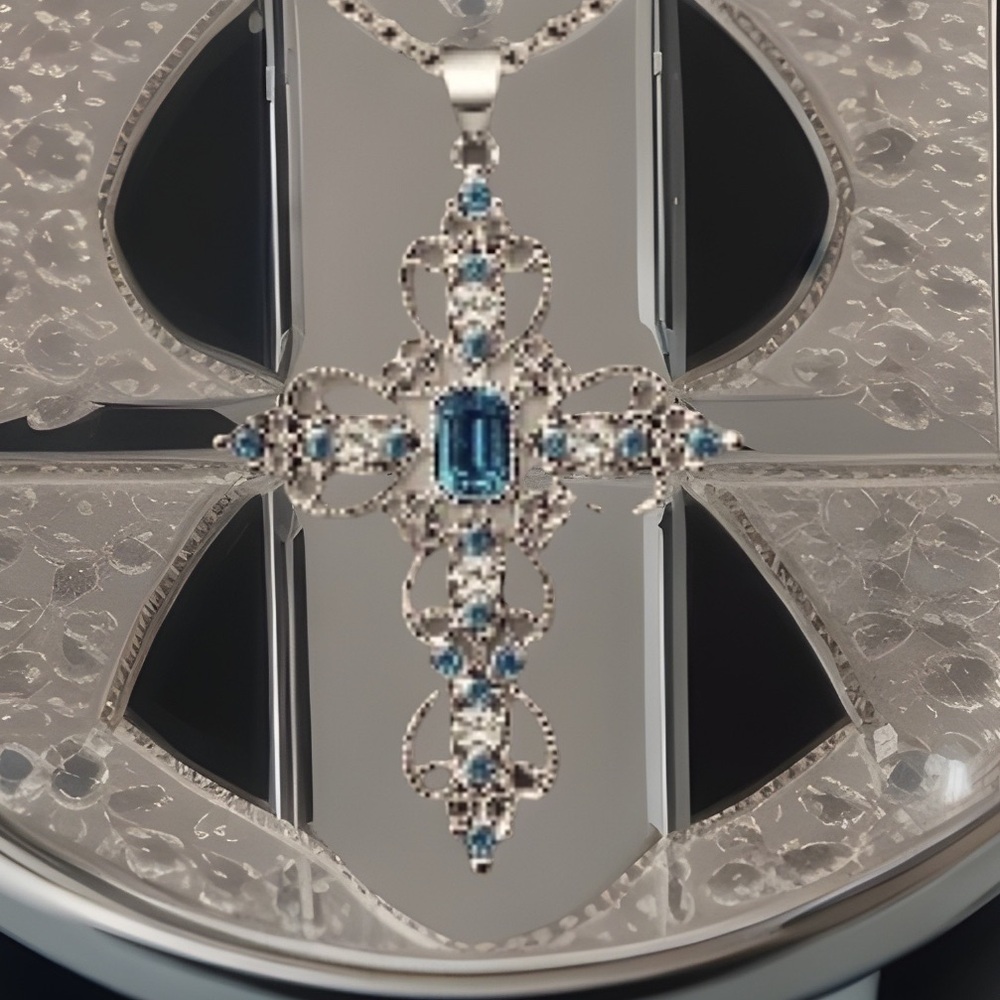 Unique Real Blue Opal CROSS Pendant W/S925 Necklace In God We Trust